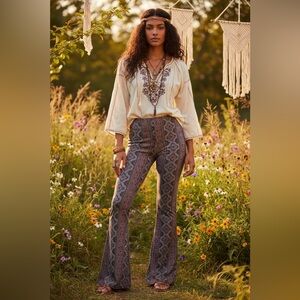 Polly & Esther Red and Black Patterned Pants